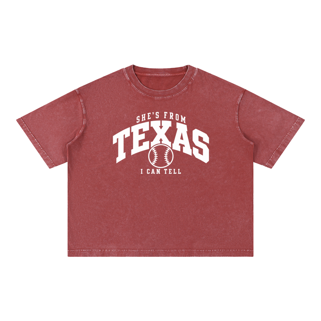Mineral Wash Boxy Cotton T-Shirt TEXAS